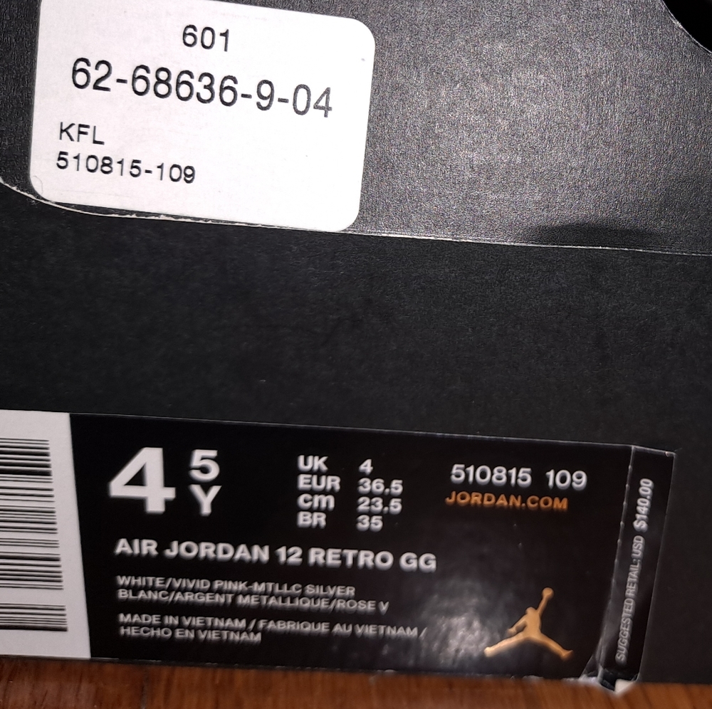 Jordan big kids sneakers white and pink